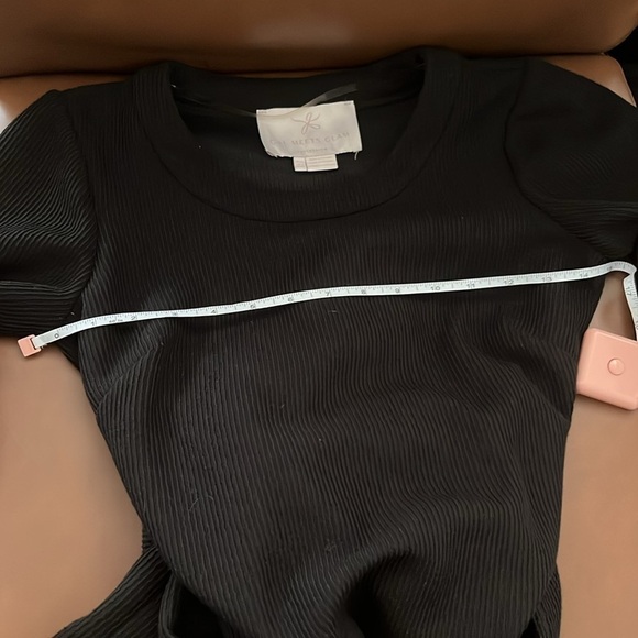 GAL MEETS GLAM Jody Black Ribbed Belted Knee Length Dress Size 00 - Picture 10 of 10